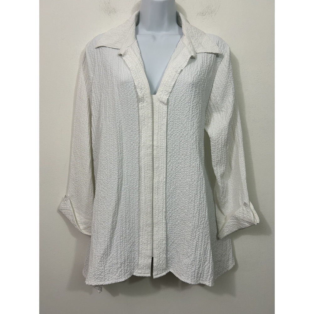 Habitat Clothes‎ To Live In White Gauze Crinkled Comfy Tunic Top Women's Size M